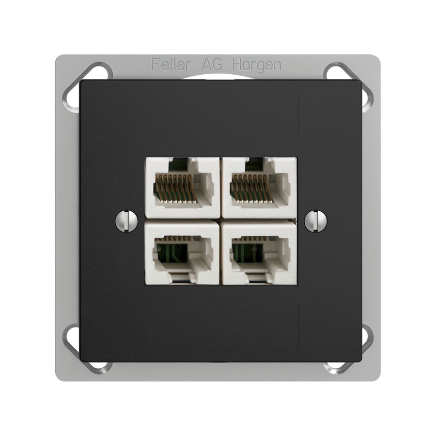 EB-Dose 4×RJ45/u 4P getr. EDIZIOdue schwarz ITplus