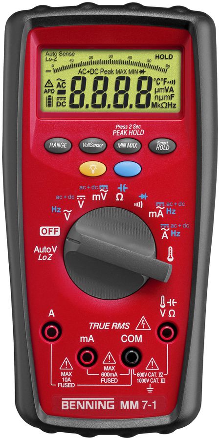 Digital-Multimeter Benning MM 7-1 1000VUC 10A 40MΩ CAT III 600V