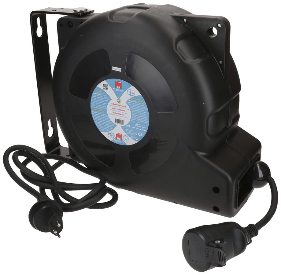 Avvolgicavo automatico MH maxReeL 1×T12+T13 3×1.5mm² 15m nero