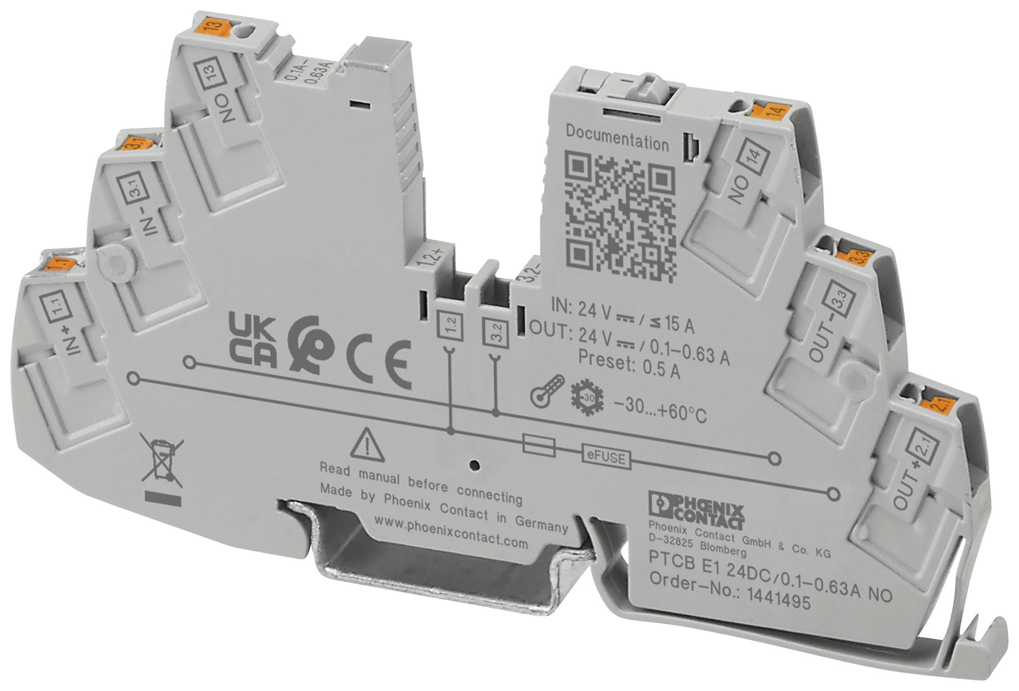 Interruttore di protezione PX PTCB E1 24DC/0.1-0.63A NO