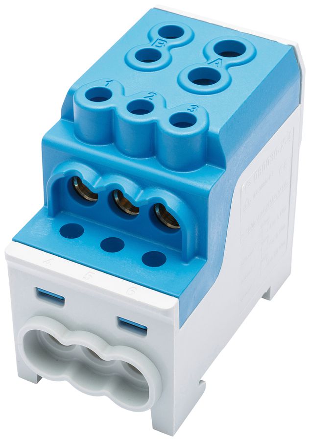 Bloc de distribution Bals UBV TYP C/A 1P 200A 1×entr 6×sort 1.5…35mm² 6…70mm² bl