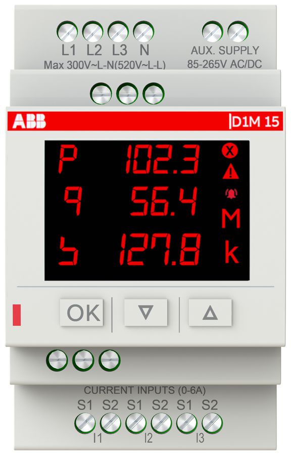REG-Multimeter ABB D1M 15 V/A/Hz/P/E 3LN 1A/5A Modbus RTU 3TE