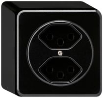 Prise AP basico 2×type 23 noir bornes à enf.