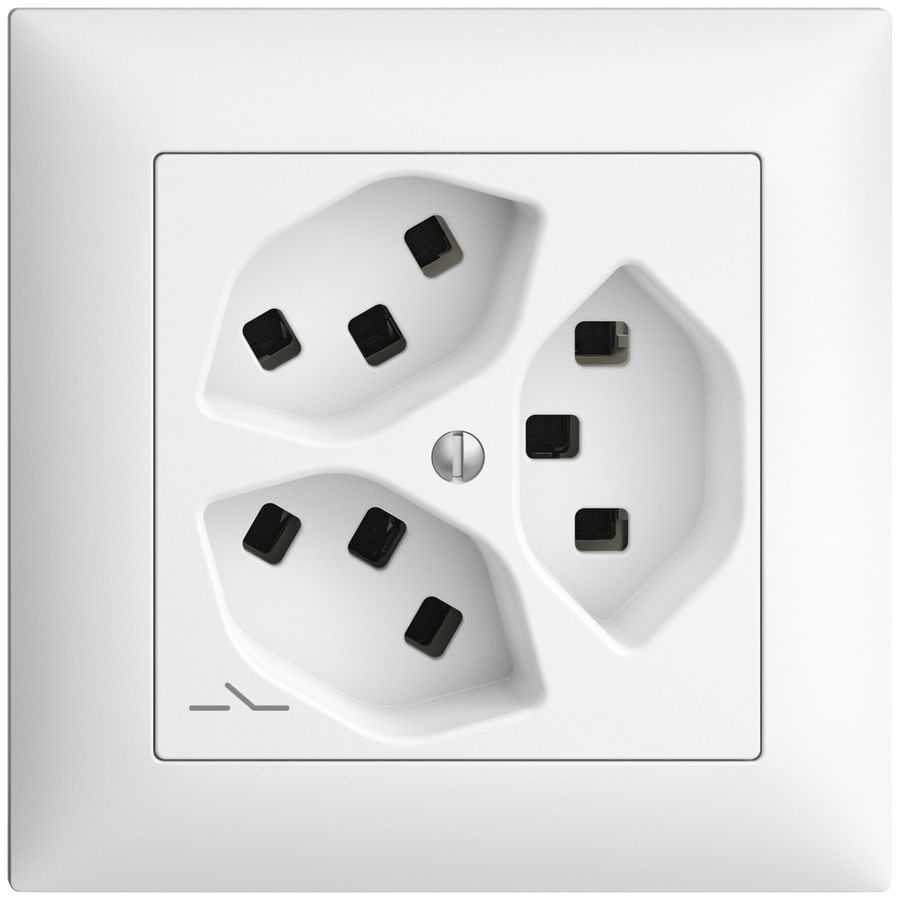 Prise ENC 3×T23 Feller EDIZIOdue FMI, 1×séparé, bornes enfichables, blanc