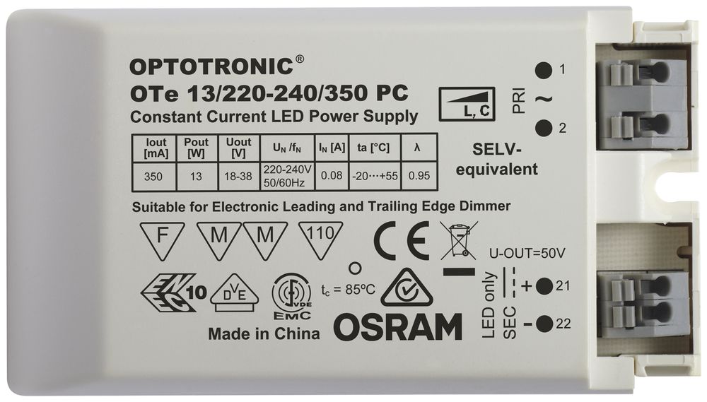 Konstantstromversorgung OTe 13 für LED 350mA 13W 240V