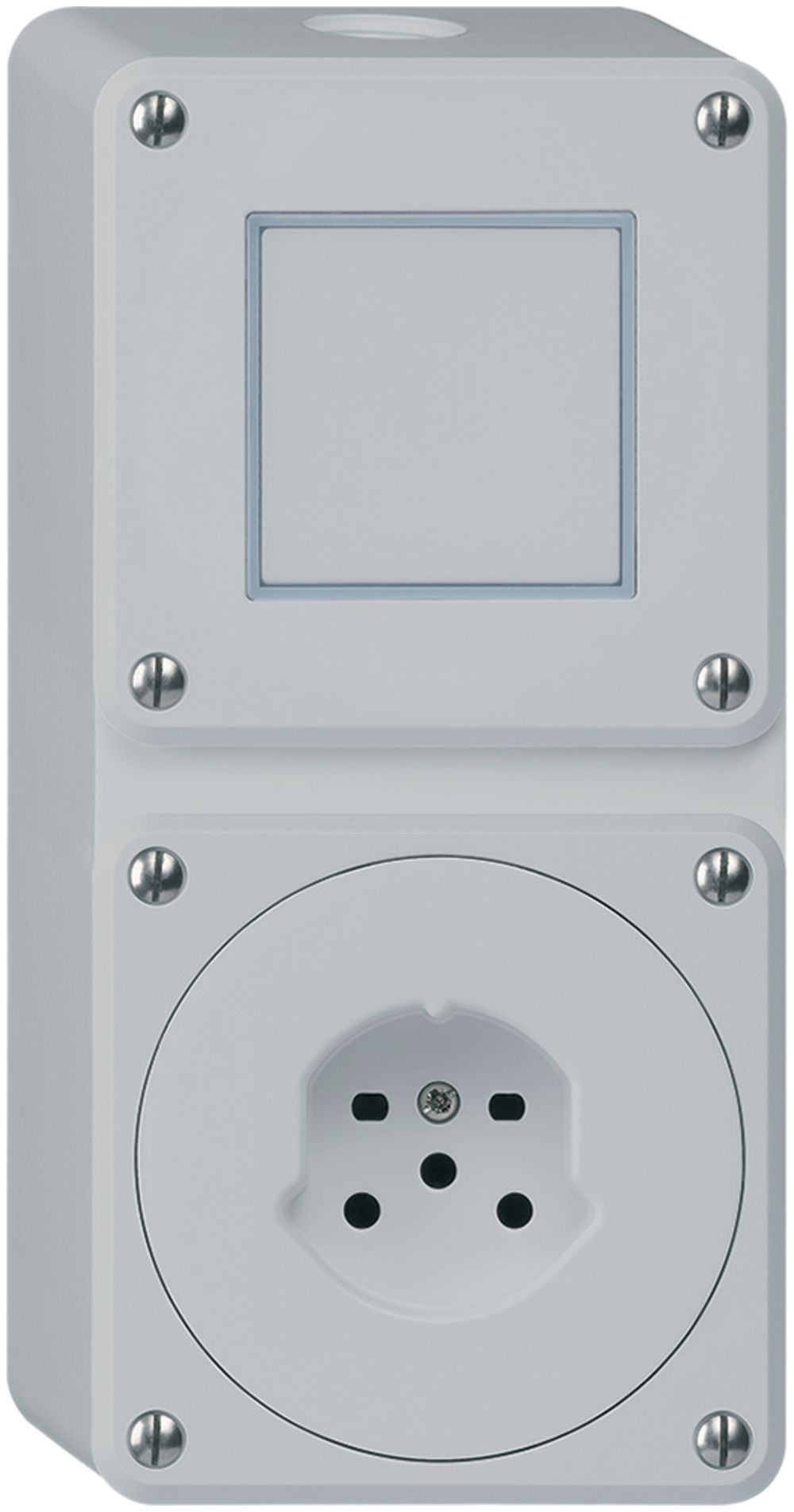 AP-Kombi 2×1 HA robusto Schema 3/Typ 15 mit Steckklemmen grau