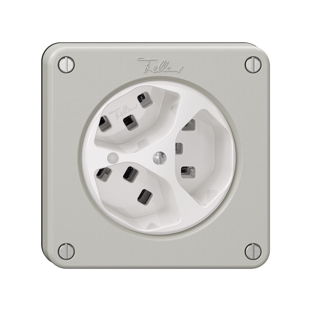 Steckdose NEVO, 3×T23, m.LED, lichtgrau
