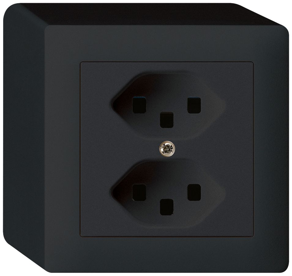 Prise AP kallysto 2×T23 noir bornes enfichables