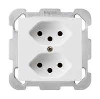 UP-Steckdose kallysto 2×T13 weiss mit Befestigungsplatte