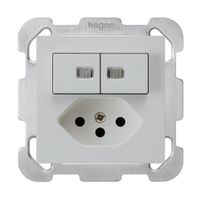 Combinazione luminosa INC 2×A-R/1P+T13 grc kallysto 2 lenti piastra fissaggio