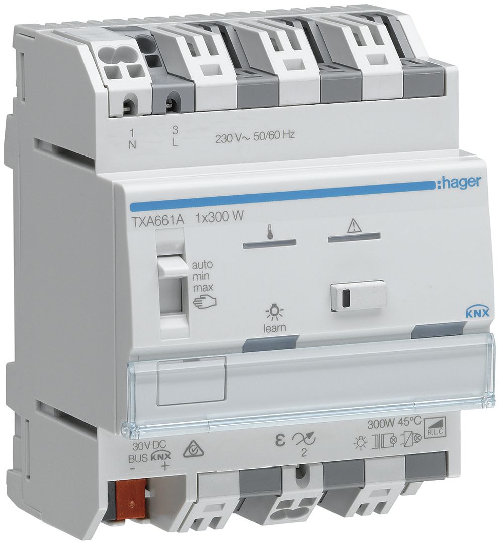 REG-Dimmaktor Hager TXA661A KNX easy 1×300W 4TE