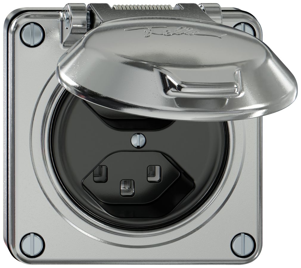 UP-Steckdose ELEMENT 2×Typ 23 16A 250V IP20 mit Klappdeckel aluminium