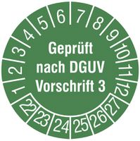 Kabelprüfplakette CIMCO "Geprüft nach DGUV V3 2022" Ø20mm grün