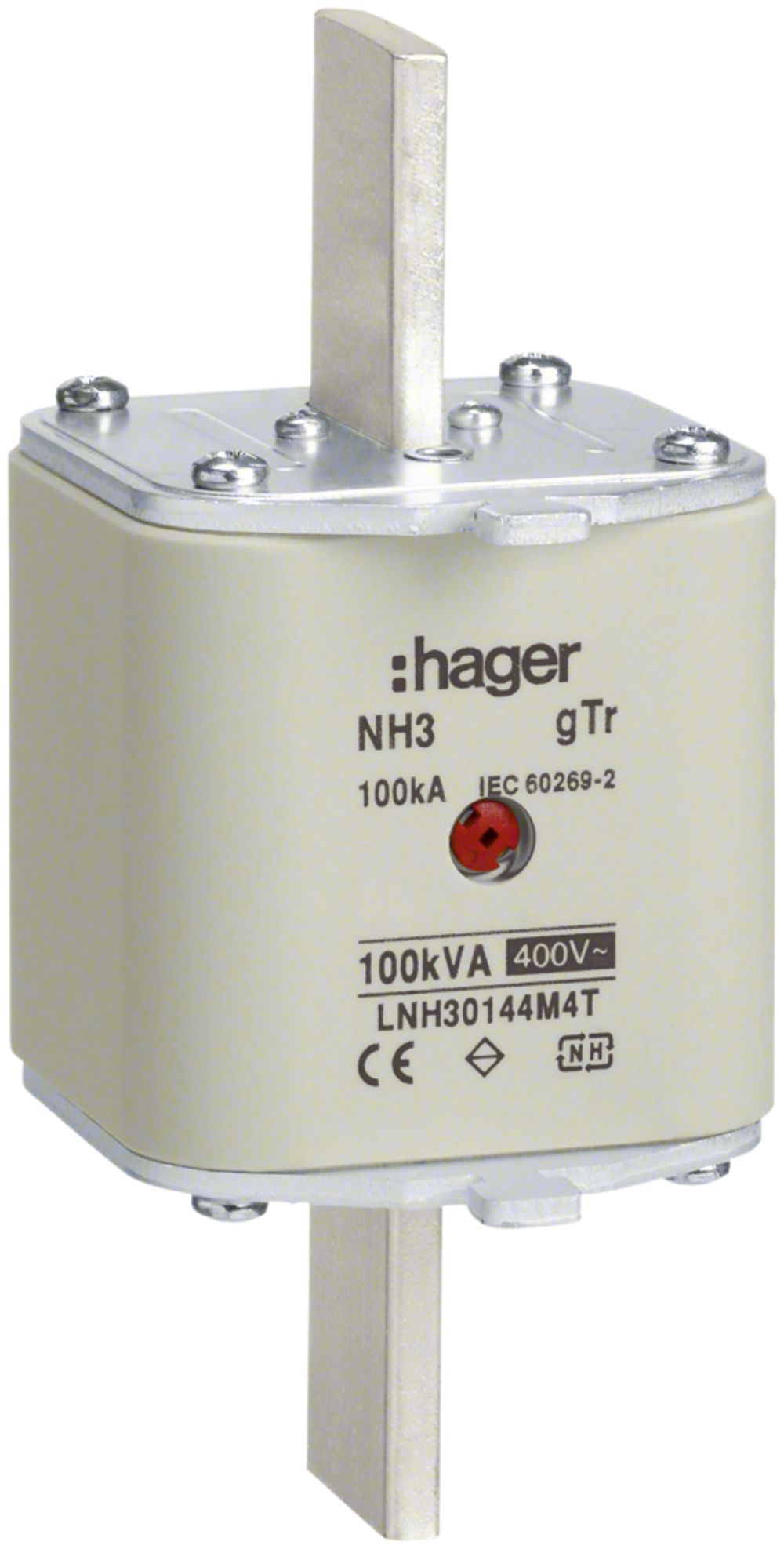Fusible HPC Hager DIN3c 400VAC 144A 100kVA gTr avertisseur central inoxydable