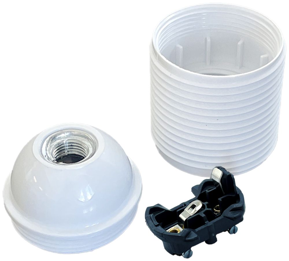 Fassung Elektrogros E27 Thermoplast Aussengewinde Ø40×55mm weiss