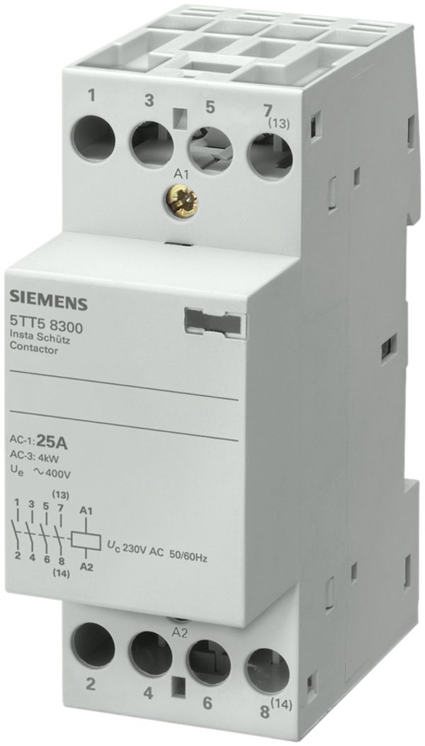 Contattore di potenza Siemens SENTRON INSTA 5TT5 230VAC, 4Ch 25A, carico C