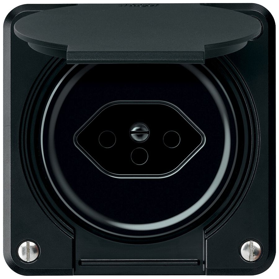 Steckdose robusto 1×T13 10A 250V 86×86mm IP21 schwarz