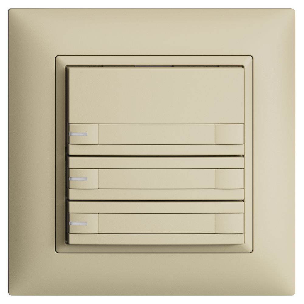 UP-KNX-Taster RGB EDUE FMI, 250mW, m.RGB-LED, m.Papier, 3×Taste, 2×Tastenb., van