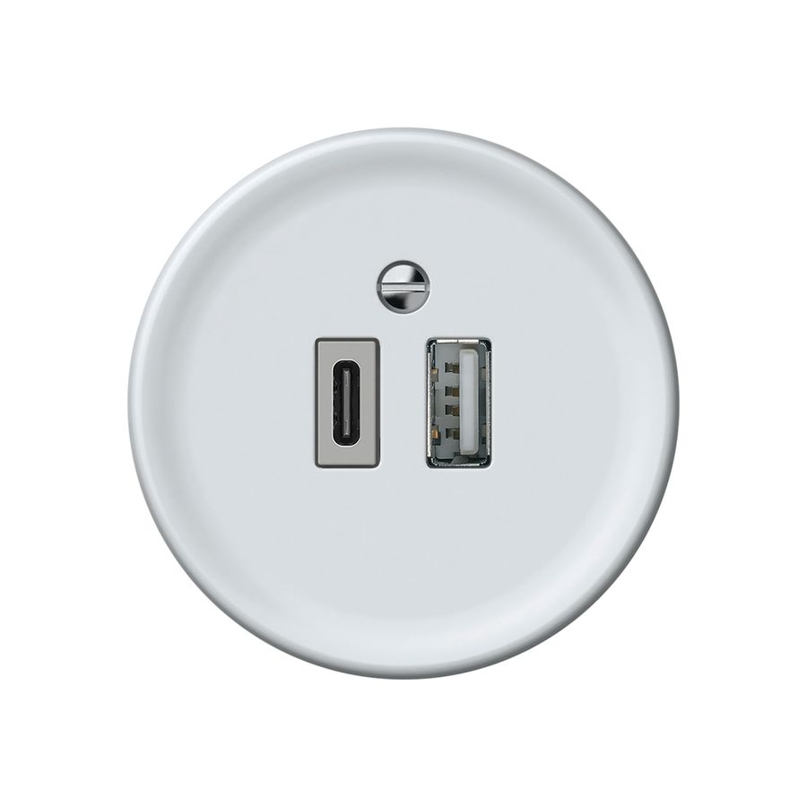 USB-Ladesteckdose origin 1×USB-A 1×USB-C 3000mA 5V weiss