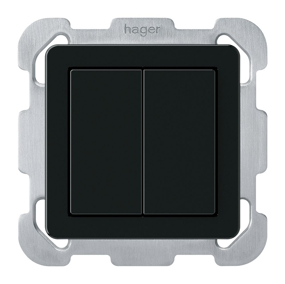 UP-KNX-Taster Hager BA basico B 2-fach 77×77mm schwarz