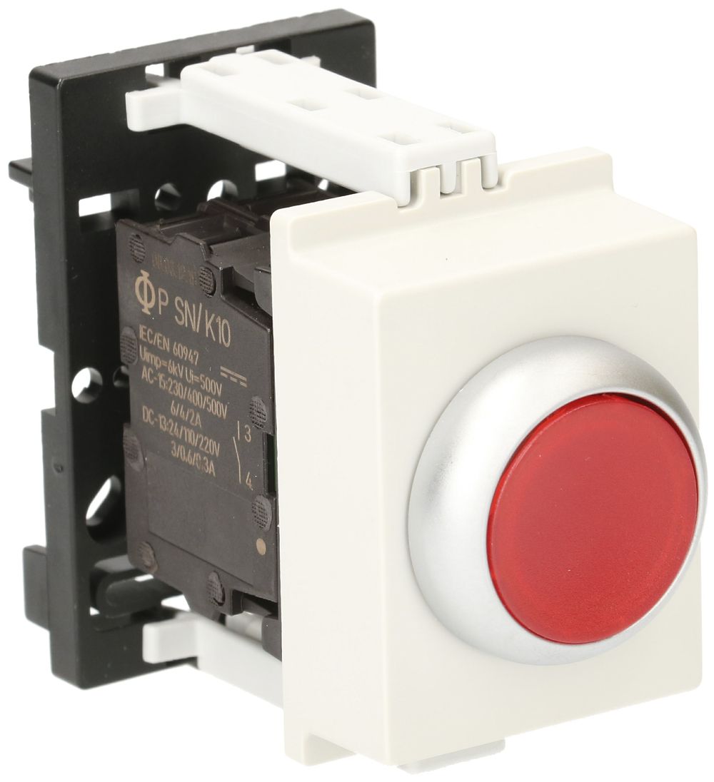 REG-Leuchttaster K&N, 24VAC/DC, 1S 6A, 2TE, Kalotte rot