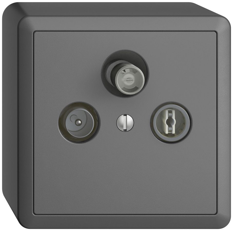 Prise d'antenne AP SAT DB52 EDIZIOdue gris foncé, avec IEC/F