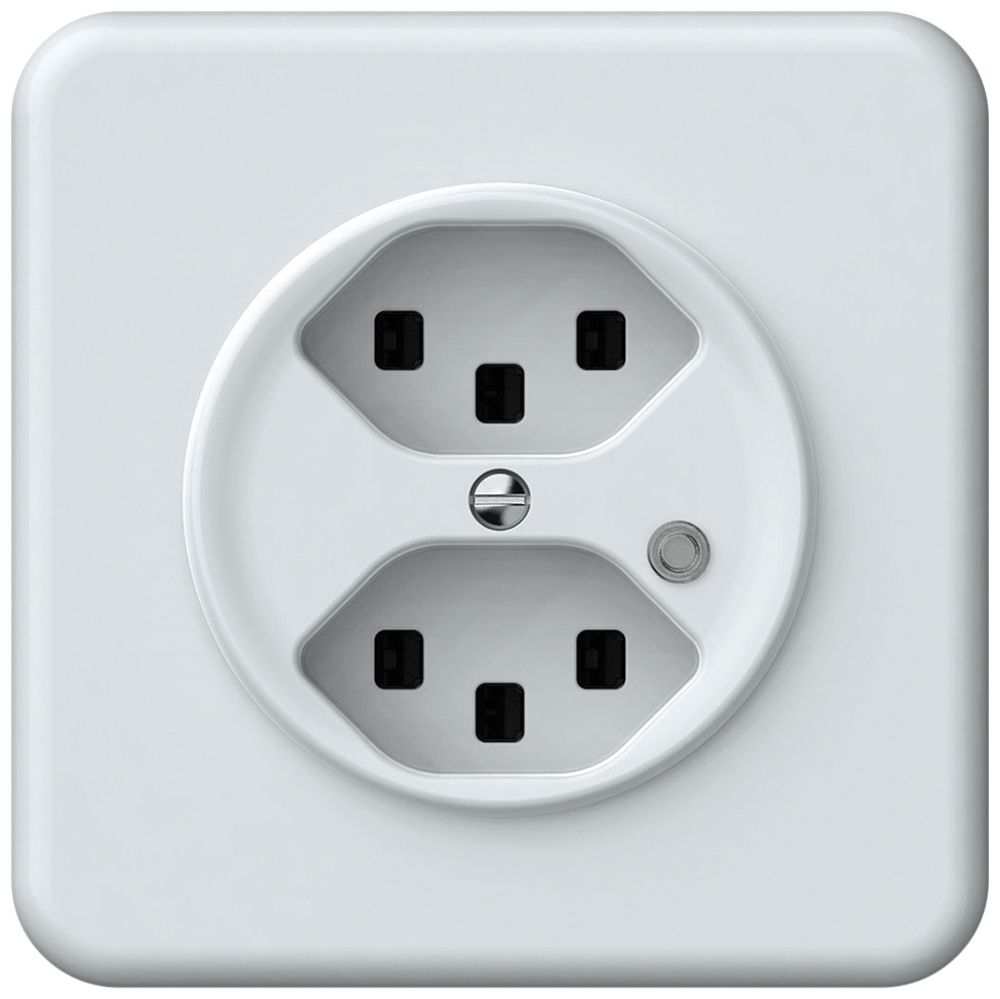 UP-Steckdose origin 2×Typ 23 bel.grün 16A 230V 92×92mm weiss