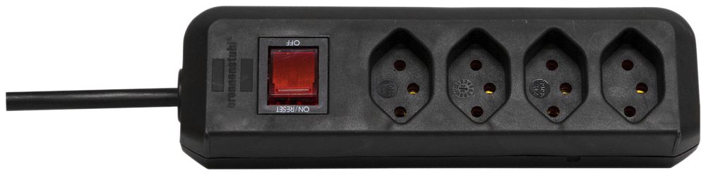 Prise multiple cleverLINE interrupteur 4×T13 H05VV-F 3×1mm² 1.5m noir