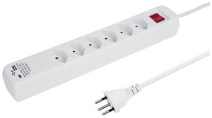 Steckdosenleiste POWER EASY 6×T13 1×USB-A 1×USB-C mit Schalter 1.5m weiss