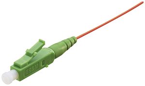 LWL-Pigtail R&M, Stecker LC APC 8° SM grün, Faser 9/125µm G.657 LSZH rot 0.7m