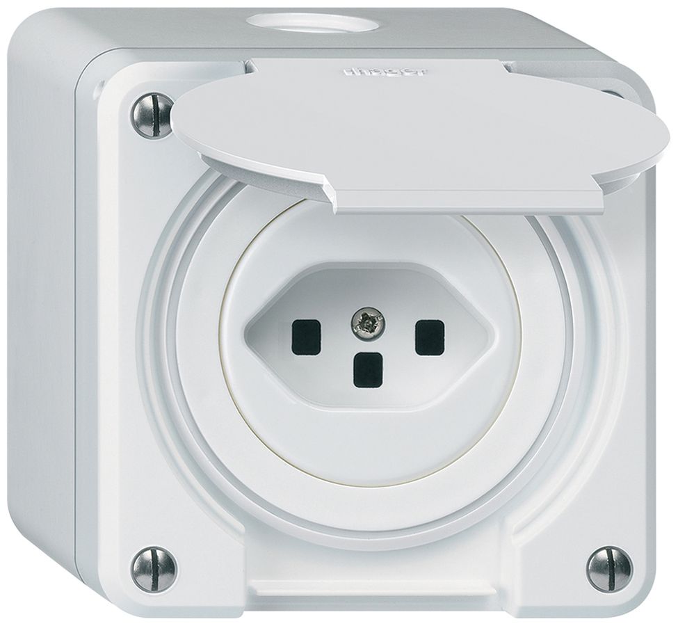 Prise AP robusto type 23 blanc avec bornes à fiches