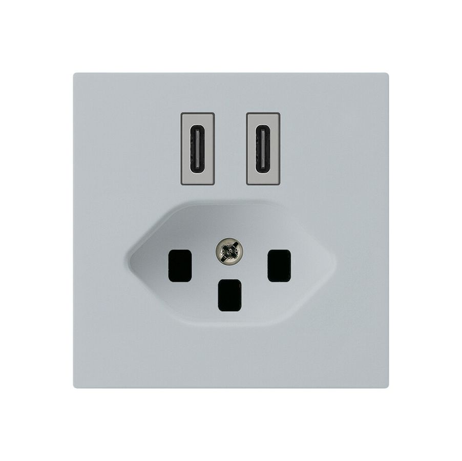Prise de charge USB Hager kallysto C-C 20W+T23 5V 60×60mm gris