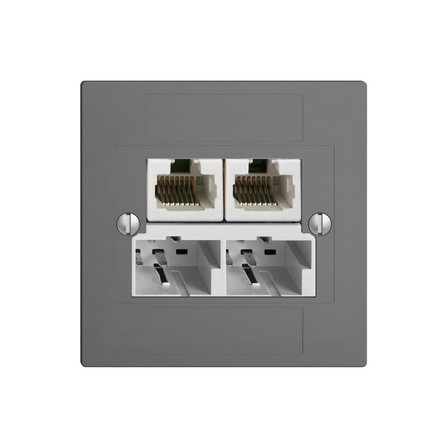 UP-Dose SOHO 2×TT/2×RJ45/u getr.ITplus EDIZIOdue dunkelgrau