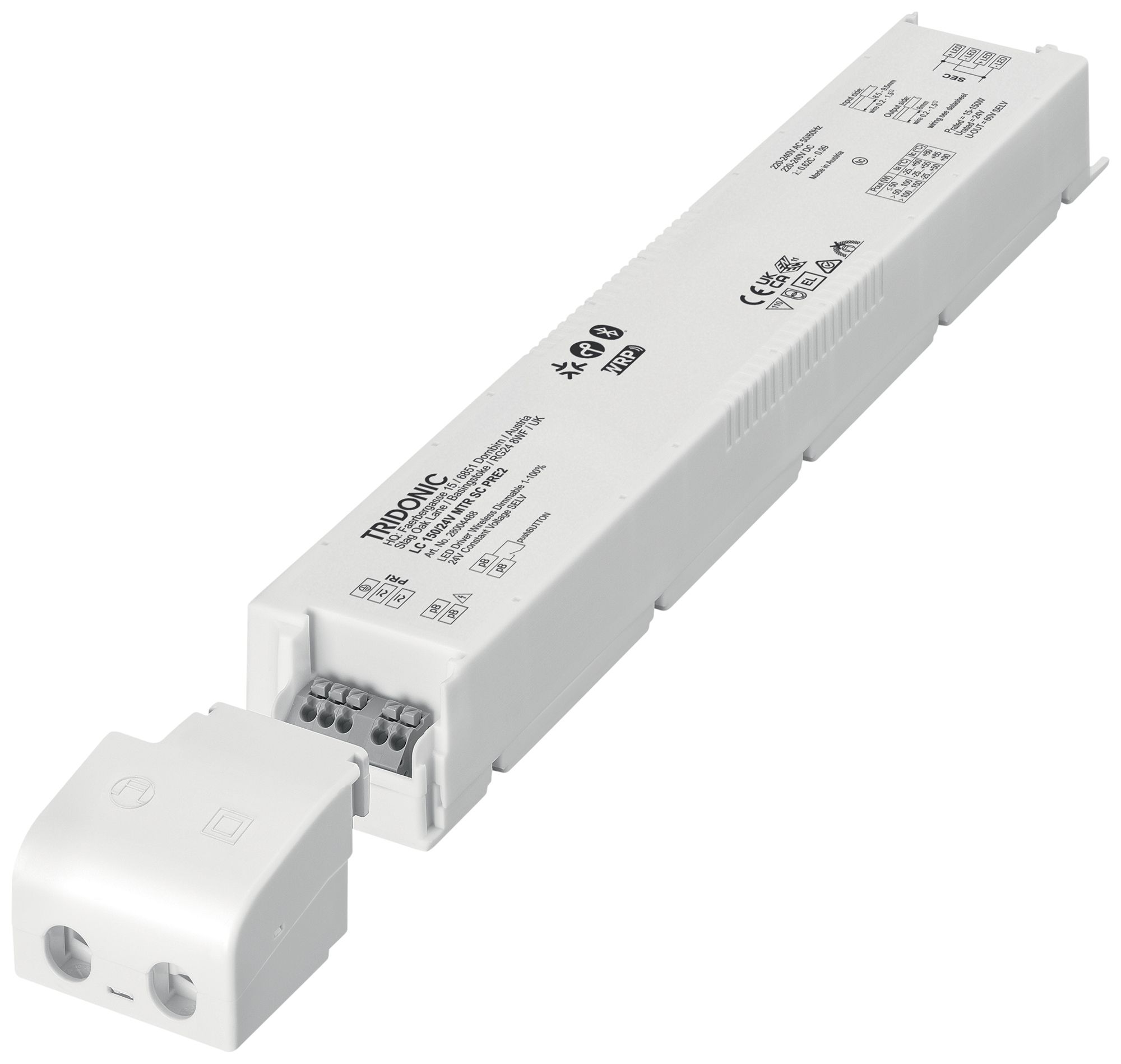 Alimentation LED Tridonic LC PRE2 15…150W 24V 625…6250mA VAR 280×43×29.8mm