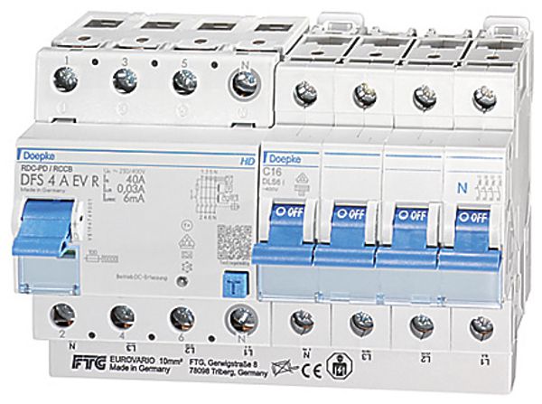 FI-/LS-Schalter-Set Doepke DFS 4 A EV EV-FI-LS SET, 16A, Einspeisung unten