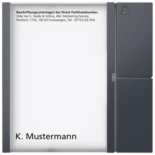 Modulo tasti bus Siedle, con portaetichette e 1 tasti 99×99×27mm, antracite