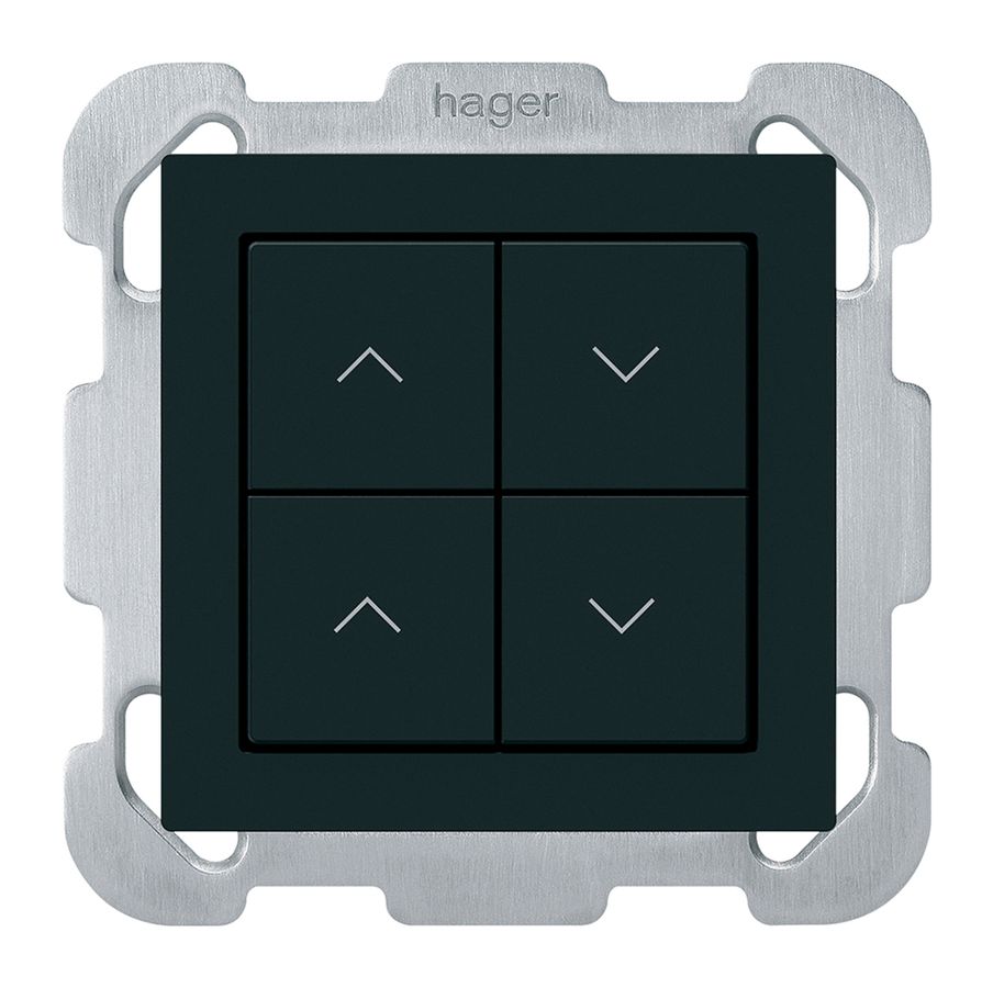 Pulsante per tapparelle KNX INC Hager BA kallysto B quadruplo 77×77mm nero