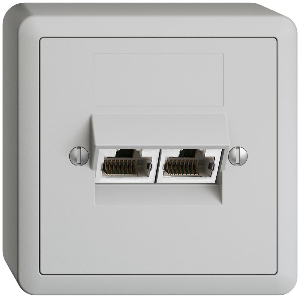 AP-Dose 2×RJ45/s 4P getr. EDIZIOdue hellgrau ITplus