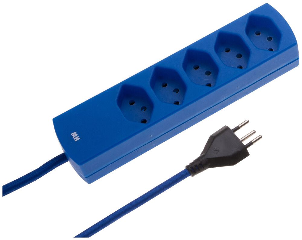 Steckdosenleiste MaxTex 2m 5×T13 blau