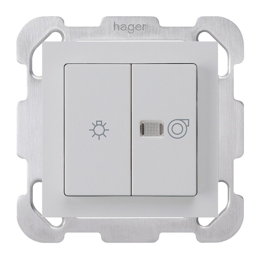 UP-Leuchtdruckschalter kallysto hellgrau 1/1L Symbolen Licht+Ventilation