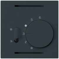 Frontplatte Hager kallysto, für Thermostat mit Schalter Heizen/Kühlen, schwarz