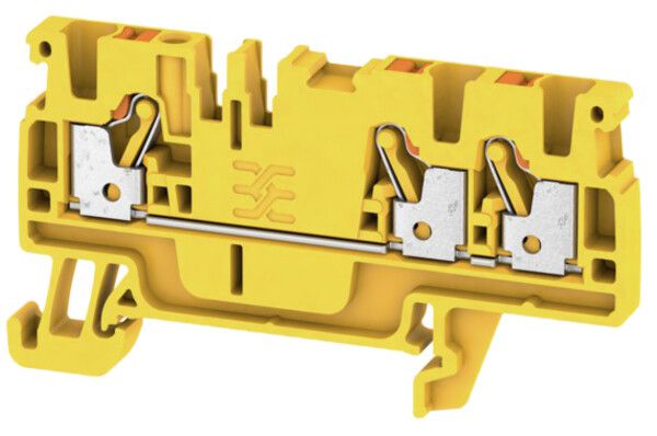 Borne de passage Weidmüller A3C PUSH IN 2.5mm² 3 connex.TS35 jaune