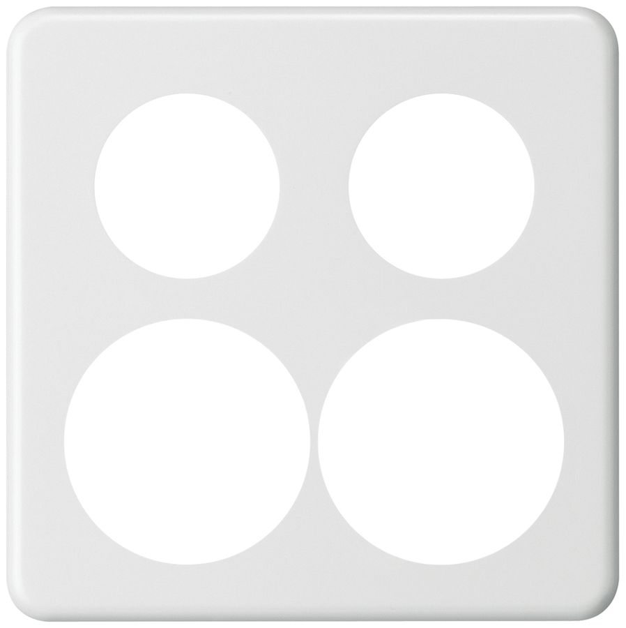 Placca di copertura INC basico 2×2 2×Ø43mm+2×Ø58mm bianco