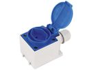 Prise AP Steffen 1×T13 1P 10A 250V IP20 couvercle bleu, blanc