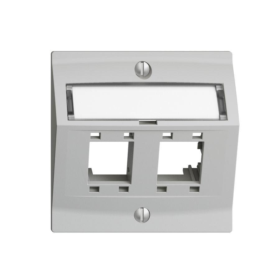 Montageset EDIZIOdue, mit Schrägauslasshaube, für 2×RJ45, hellgrau