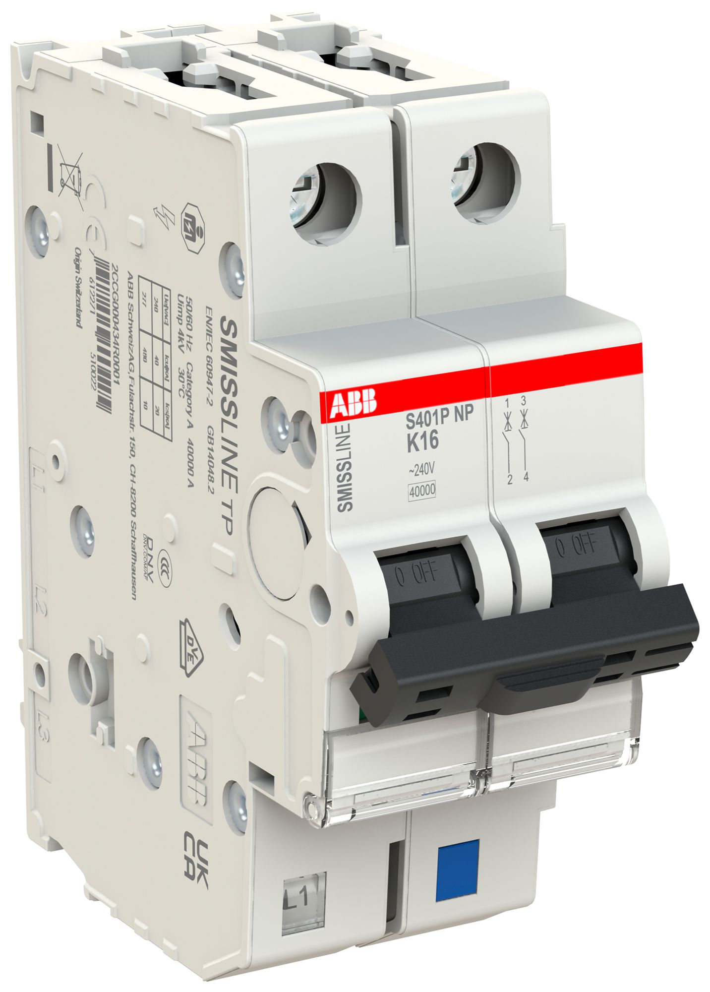 Disgiuntore SMISSLINE TP, 1LN, K, 16A, 40kA