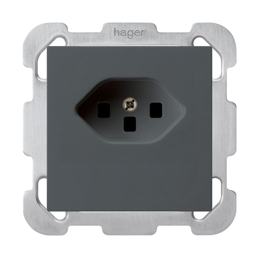 UP-Steckdose kallysto T23 anthrazit Schraubklemmen mit Befestigungsplatte