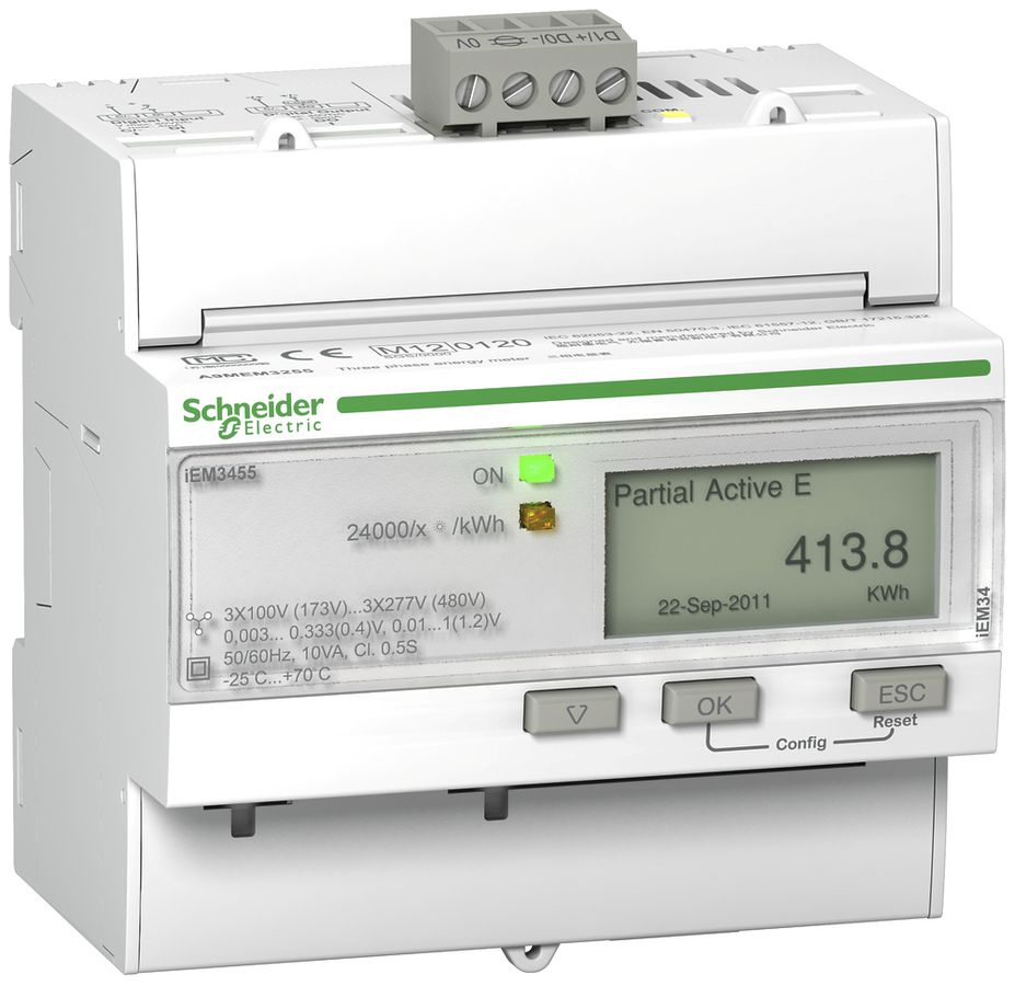 REG-Energiezähler Schneider Electric iEM3555 MID 3P+N Rogowski Modbus Im./Export