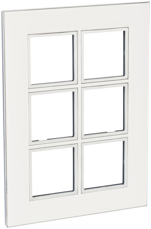 Cadre de recouvrement ATO 2×3 module, verre blanc, avec cadre décor