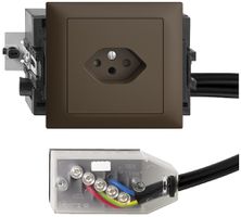 EB-Steckdose EDIZIOdue T13 L1 49…69mm coffee für Flachkabel Technofil